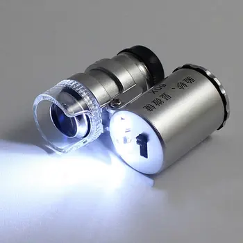 Mini Pocket Microscope Portable Microscope 60x Magnifier Jeweler Loupes Glass Lens LED Light Money Detect Violet Light New
Mini Pocket Microscope Portable Microscope 60x Magnifier Jeweler Loupes Glass Lens LED Light Money Detect Violet Light New