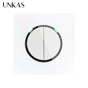 UNKAS 2019 New Arrival Wall Light Switch With LED Indicator Crystal Glass Panel 2 Gang 1 Way Random Click On / Off
UNKAS 2019 New Arrival Wall Light Switch With LED Indicator Crystal Glass Panel 2 Gang 1 Way Random Click On / Off