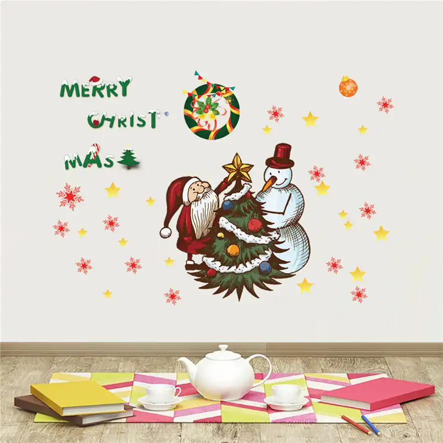 snowman wall sticker 1pc christmas tree santa claus wall