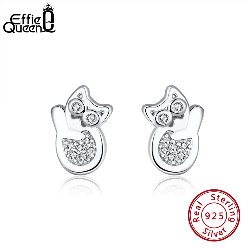 Effie Queen Women Silver 925 Small Stud Earrings with Cute Cat Pattern AAAA Zircon Earrings Jewelry Party Wedding Gift BE260
Effie Queen Women Silver 925 Small Stud Earrings with Cute Cat Pattern AAAA Zircon Earrings Jewelry Party Wedding Gift BE260