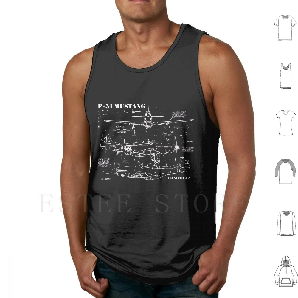 P-51 Tank Tops Vest Spitfire Ww2 Warthunder World Of Warplanes Flight Airplane Fighter Jet Pilot | Мужская одежда