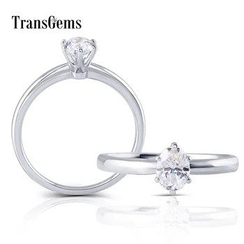 TransGems Solid 18K 750 White Gold 0.6CTW 4.5X6mm F Color Oval Moissanite Engagement Ring for Women Wedding Birthday Gifts 
TransGems Solid 18K 750 White Gold 0.6CTW 4.5X6mm F Color Oval Moissanite Engagement Ring for Women Wedding Birthday Gifts