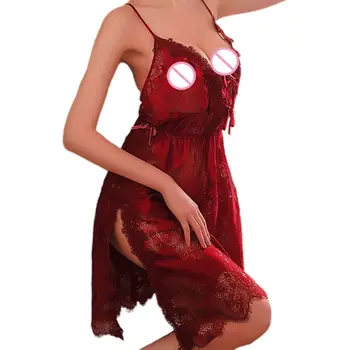Women Erotic Hollow Out Sheer Lingerie Dress Criss Cross Backless Nightgown Eyelash Floral Lace Side Split Nightwear
Women Erotic Hollow Out Sheer Lingerie Dress Criss Cross Backless Nightgown Eyelash Floral Lace Side Split Nightwear