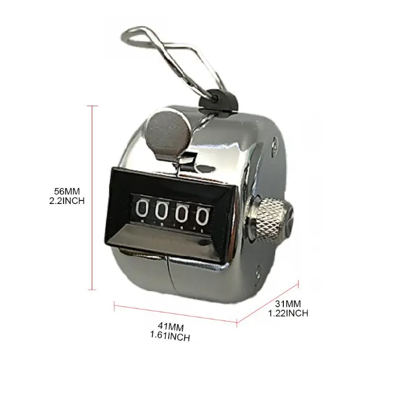 Hand Tally Counter Stainless Steel 4 Digit Mechanical Clicker with Finger Ring R9JF
Hand Tally Counter Stainless Steel 4 Digit Mechanical Clicker with Finger Ring R9JF