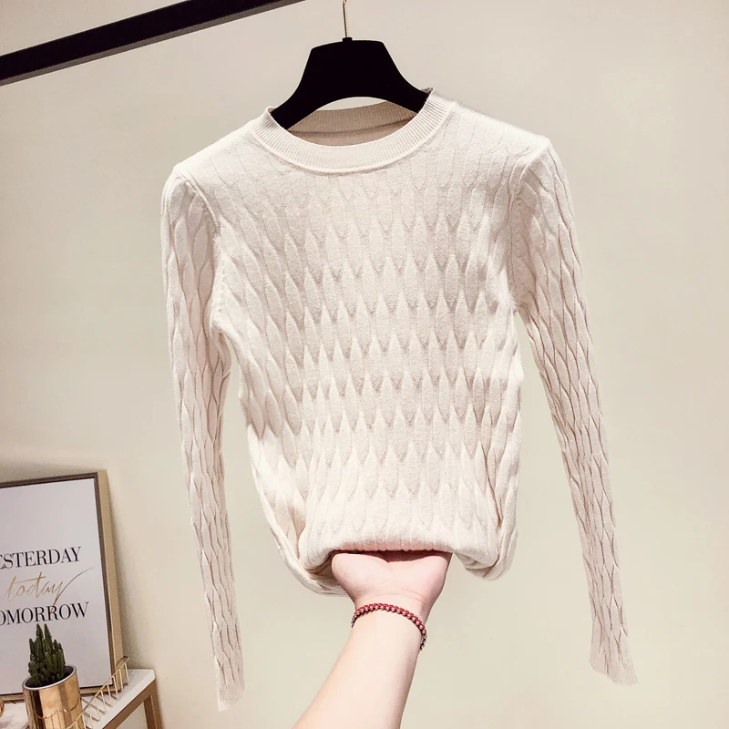 2018 новые осенние женские свитера вязаные пуловеры повседневные однотонные