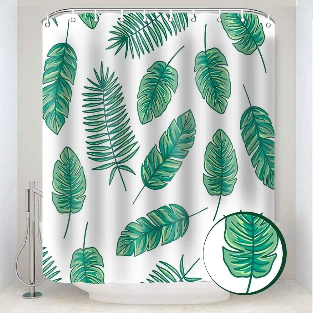 RHORH Tropical Leaf Shower Curtain Green Plant Fresh Pattern White Fabric Bathroom Decoration Set with 12 Hooks Waterproof and
RHORH Tropical Leaf Shower Curtain Green Plant Fresh Pattern White Fabric Bathroom Decoration Set with 12 Hooks Waterproof and
