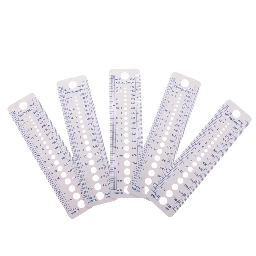 5 Pieces Useful Sewing Knitting Needle Gauge Inch cm Ruler (US UK Canada Size) 5 Pieces Useful Sewing Knitting Needle Gauge Inch cm Ruler (US UK Canada Size)