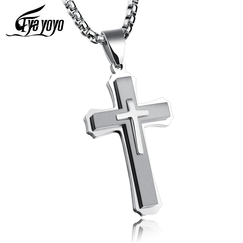EyeYoYo High Quality Three Tier Cross Necklace Titanium Steel Domineering Necklace Boys Gift
EyeYoYo High Quality Three Tier Cross Necklace Titanium Steel Domineering Necklace Boys Gift