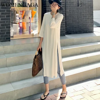 Korea Loose large size long T-shirt round neck vent hem 2020 spring summer Three Quarter sleeve all-match tee koreanJMTE
Korea Loose large size long T-shirt round neck vent hem 2020 spring summer Three Quarter sleeve all-match tee koreanJMTE
