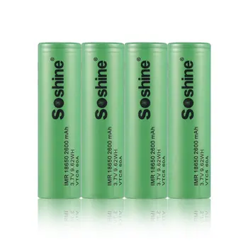 Soshine 4PCS IMR 18650 60A 2600mAh 3.7V 9.62WH VTC5 Rechargeable Batteries Low Self-discharge No Memory Effect Green
Soshine 4PCS IMR 18650 60A 2600mAh 3.7V 9.62WH VTC5 Rechargeable Batteries Low Self-discharge No Memory Effect Green