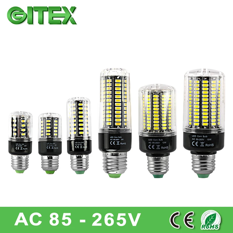 

LED Corn lamp Bulb Light 3.5W 5W 7W 8W 12W 15W E27 E14 LED Bulb Lamp 5736SMD AC85V-265V No Flicker for Chandelier Light