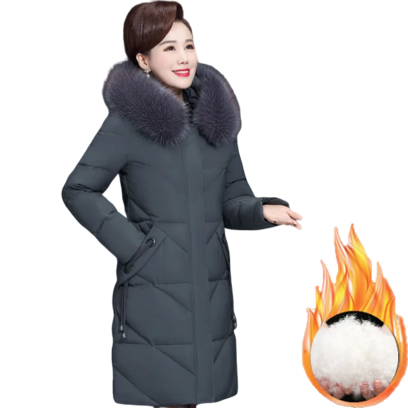 Зимняя модная плотная теплая пуховая хлопковая куртка с капюшоном для женщин