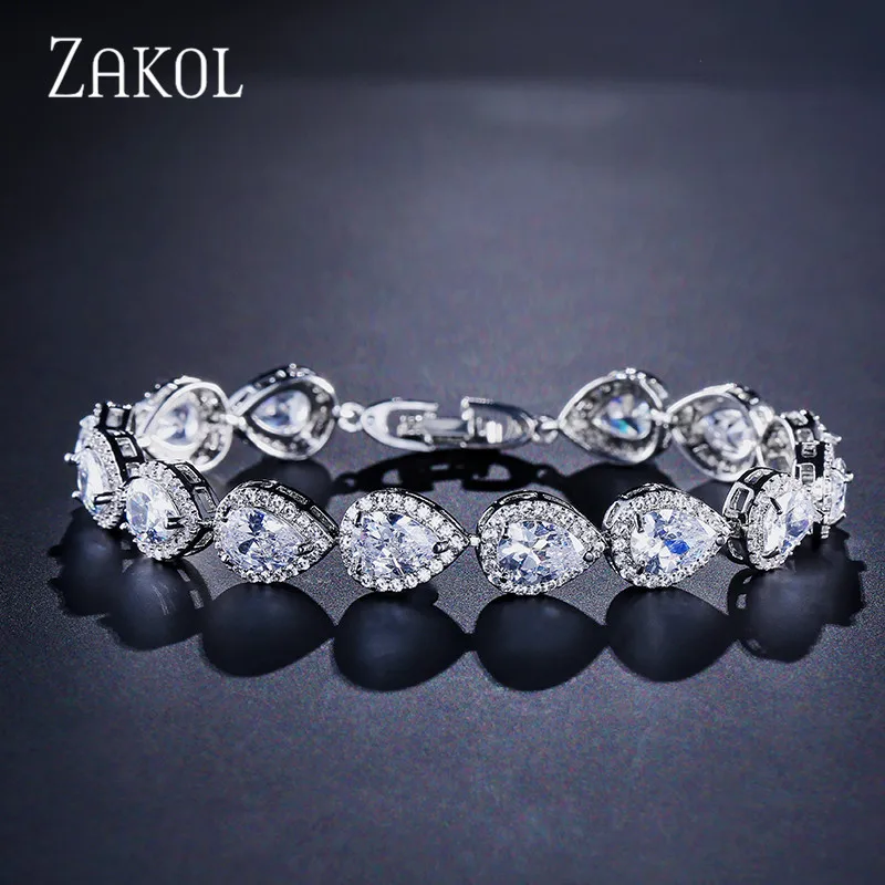ZAKOL Fashion 3 Colors Elegant Water Drop Shape Cubic Zirconia Strand Bracelet Bangles For Women Bridal Wedding Jewelry FSBP099
ZAKOL Fashion 3 Colors Elegant Water Drop Shape Cubic Zirconia Strand Bracelet Bangles For Women Bridal Wedding Jewelry FSBP099