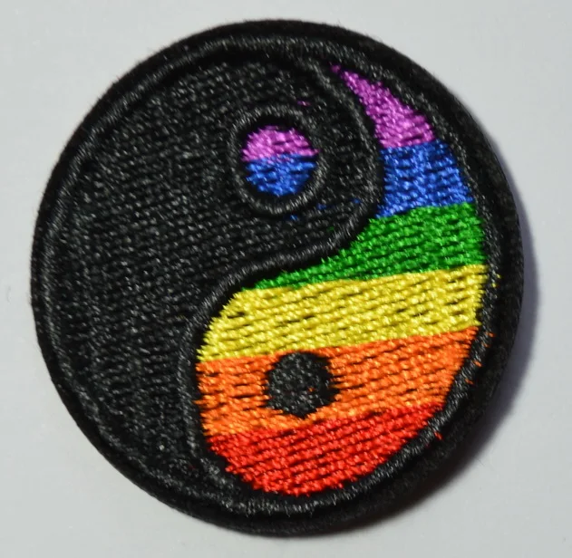 

(5 pcs) gay lesbian pride rainbow retro LGBT Yin Yang ying tao hippie retro boho White Black iron on patch ( about 5 cm)