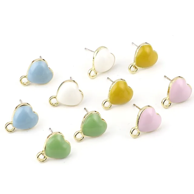 Boucles d'Oreilles en Forme de Cœur pour Femme, Bijoux Romantiques, Blanc Crémeux avec Boucle 12x10mm, 10 Pièces 1