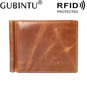 GUBINTU Brand Genuine Leather Solid RFID Money Clips Wallets Mens Metal Clip Male Credit&ID Card Case Bag
GUBINTU Brand Genuine Leather Solid RFID Money Clips Wallets Mens Metal Clip Male Credit&ID Card Case Bag