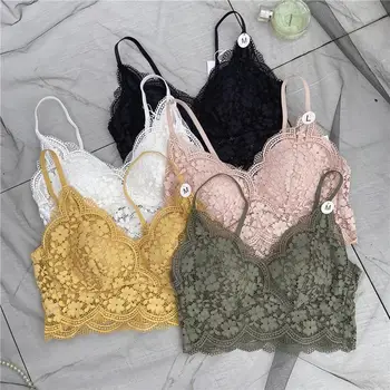 Solid Floral Lace Camis Top Women's Bralette Tops Removable Padded Bra Underwear Backless Wireless Sexy Hollow Out Lingerie 2020
Solid Floral Lace Camis Top Women's Bralette Tops Removable Padded Bra Underwear Backless Wireless Sexy Hollow Out Lingerie 2020