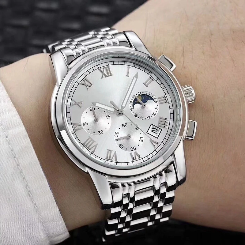 Top Brand Mens Watches Business Quartz Watch with Stainless Steel Strap Chronograph Mens Watchses relojes para hombre