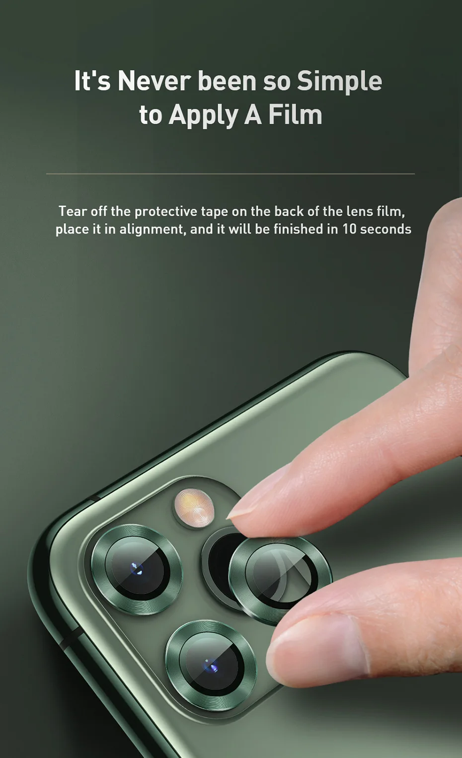 Bộ ốp viền kim loại tích hợp cường lực chống trầy Camera cho iPhone 11 - 11 Pro - 11 Pro Max - iPhone 12 - 12 Mini - 12 Pro hiệu Baseus Alloy Protection Ring Lens Film