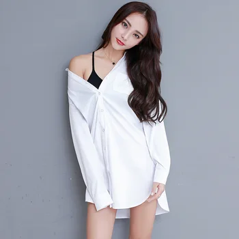 2019 Autumn New Womens Pockets Shirt White Long Sleeve Casual Blouse Top Large Sizes Women Oversized Clothes Boyfriend Style
2019 Autumn New Womens Pockets Shirt White Long Sleeve Casual Blouse Top Large Sizes Women Oversized Clothes Boyfriend Style