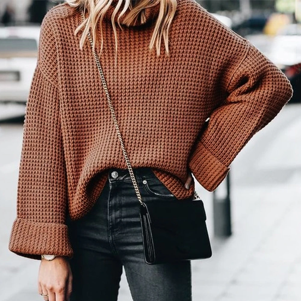 women oversized turtleneck sweater 2019 autumn flare sleeve