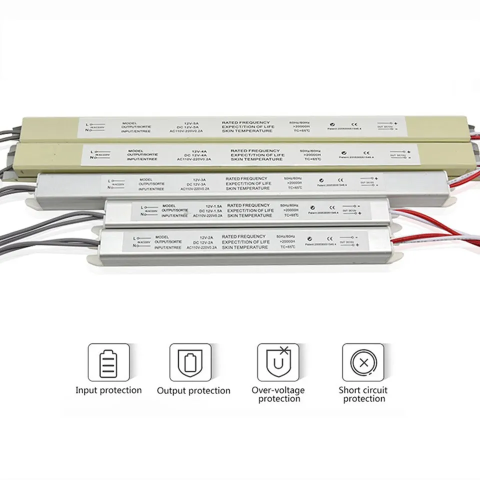 

LED Driver 12V 1.5A 2A 3A 5A Ultrathin Switching Power Supply Lighting Transformer 18W 25W 36W 48W 60W for LED Strip Light Box