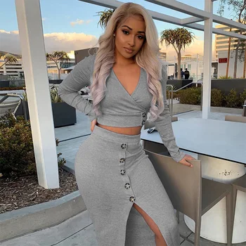 Meyoung Party Dress Women 2019 Sexy Dress Bodycon 2 Piece Set Midi Vestidos Femme Elegant Dresses Winter Front Split Gray
Meyoung Party Dress Women 2019 Sexy Dress Bodycon 2 Piece Set Midi Vestidos Femme Elegant Dresses Winter Front Split Gray