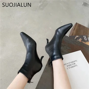 SUOJIALUN Women Elegant High Thin Heel Chelsea Boot High Quality Pointed Toe Ankle Boots Zip Solid Platform Shoes Female Boot
SUOJIALUN Women Elegant High Thin Heel Chelsea Boot High Quality Pointed Toe Ankle Boots Zip Solid Platform Shoes Female Boot