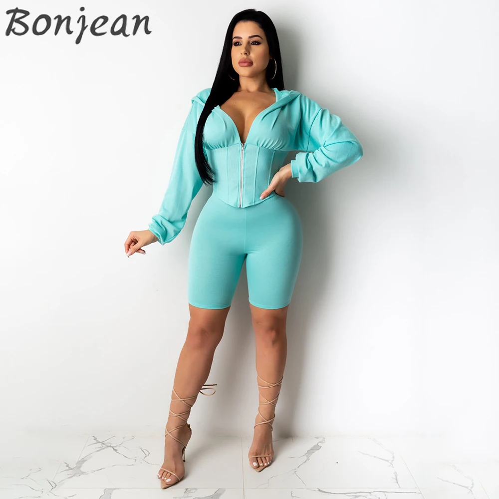 BONJEAN Zip Up Hoodies and Shorts Matching Sets Summer Casual Suits Long Sleeve Bodycon Tracksuit Two Piece Outfits for Women 
BONJEAN Zip Up Hoodies and Shorts Matching Sets Summer Casual Suits Long Sleeve Bodycon Tracksuit Two Piece Outfits for Women