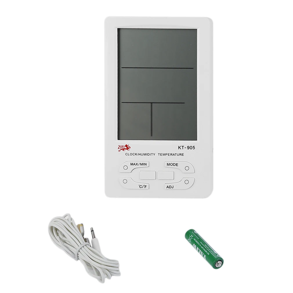 KT905 Digital LCD Display Thermometer Hygrometer Electronic Temperature Humidity Meter Indoor Outdoor Tester Alarm Clock
KT905 Digital LCD Display Thermometer Hygrometer Electronic Temperature Humidity Meter Indoor Outdoor Tester Alarm Clock