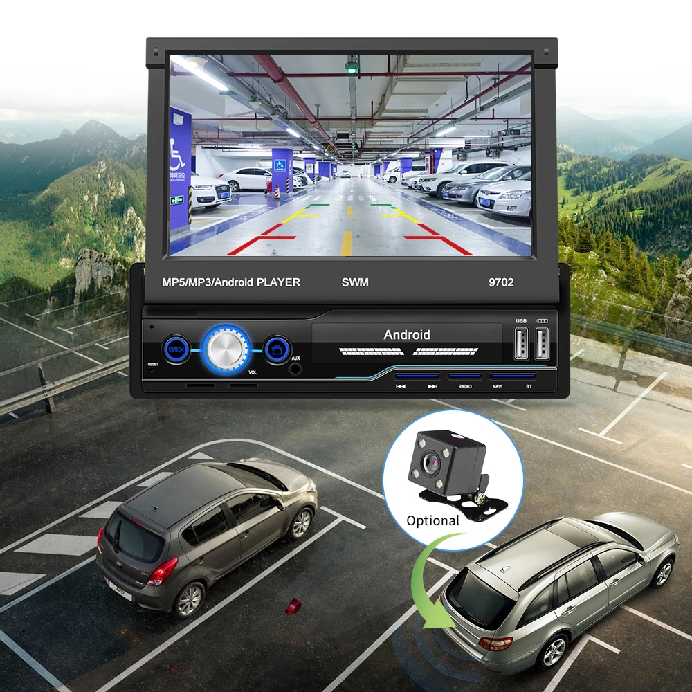 9702 Car Radio 7" 1Din Manual Retractable Touched Screen Stereo MP5 Player Android 8.1 GPS FM WiFi Bluetooth Multimedia Player
9702 Car Radio 7" 1Din Manual Retractable Touched Screen Stereo MP5 Player Android 8.1 GPS FM WiFi Bluetooth Multimedia Player