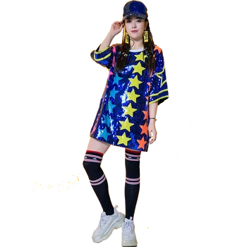 Fashion Hip Hop Girls Stars Sequins Long T-shirt Dance Crew Dance Studio Lady Loose Dance Wear Tees Tshirt High-end
Fashion Hip Hop Girls Stars Sequins Long T-shirt Dance Crew Dance Studio Lady Loose Dance Wear Tees Tshirt High-end