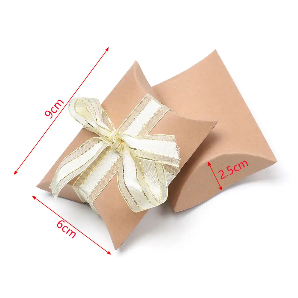 50pcs kraft paper pillow favor box candy gift boxes incidental