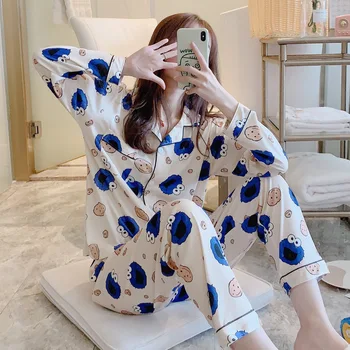 Autumn & Winter New Style Pajamas Women Long Sleeve Fold-down Collar Cardigan Cute Cartoon Tracksuit Autumn WOMEN'S Suit Sleep
Autumn & Winter New Style Pajamas Women Long Sleeve Fold-down Collar Cardigan Cute Cartoon Tracksuit Autumn WOMEN'S Suit Sleep