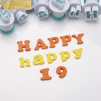 10/26pcs Cake Mold Upper&Lowercase Letters/Numbers Blue Extrusion Use Many Times Fondant Cutter Baking Cake Decor