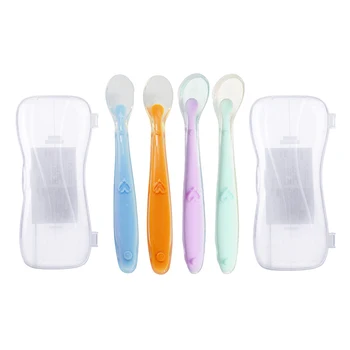 2 Sets Baby Feeding Spoons with Storage Case Silicone Training Self Feeding Spoons Soft Safety Infant Kids Dishes Spoons
2 Sets Baby Feeding Spoons with Storage Case Silicone Training Self Feeding Spoons Soft Safety Infant Kids Dishes Spoons