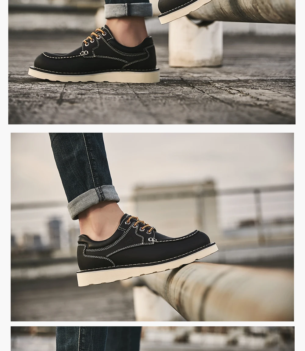 DECARSDZ Genuine leather Men Shoes Autumn New Comfy Lace-up Men Casual Shoes Man outdoor Durable outsole Men's Shoes Size 38-45