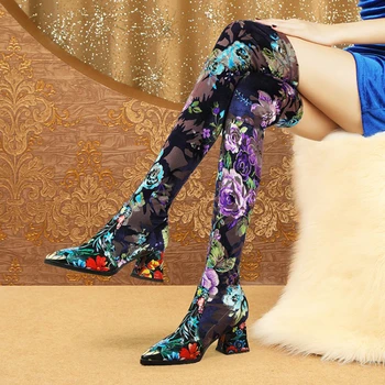 Ladies Thigh High Boots Women Over The Knee Print Flower Kid Suede Shoes Woman Winter Warm Sexy Boots Botas Largas Mujer A1-151
Ladies Thigh High Boots Women Over The Knee Print Flower Kid Suede Shoes Woman Winter Warm Sexy Boots Botas Largas Mujer A1-151