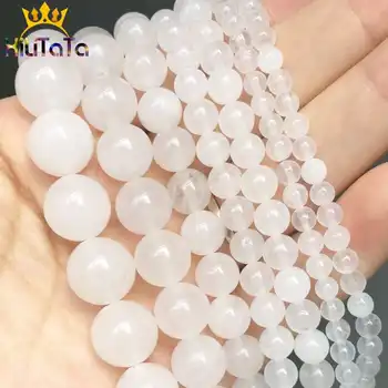 Natural Stone Beads Round White Chalcedony Jades Loose Beads For Jewelry Making DIY Bracelet Necklace 15''/Strands 4/6/8/10/12mm 
Natural Stone Beads Round White Chalcedony Jades Loose Beads For Jewelry Making DIY Bracelet Necklace 15''/Strands 4/6/8/10/12mm