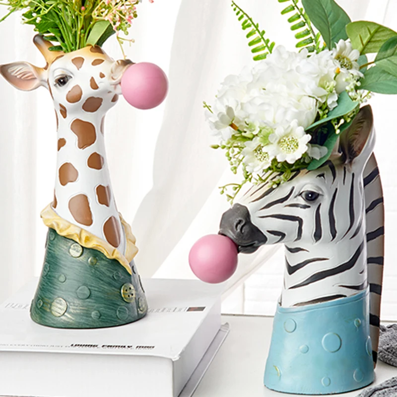 Creative cartoon animal head sculpture flower pot resin simulation animal desktop ornaments crafts home decor Insert flower vase
Creative cartoon animal head sculpture flower pot resin simulation animal desktop ornaments crafts home decor Insert flower vase
