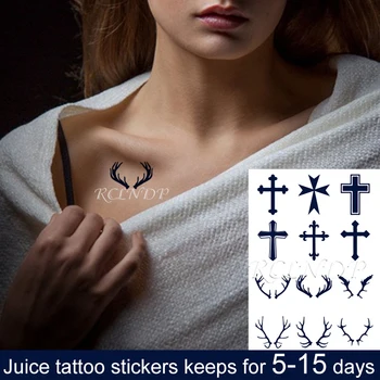 Waterproof Temporary Juice ink Tattoo Sticker Different Cross Designs Antlers Arrow Fruit Gel Long lasting Art for Men Women
Waterproof Temporary Juice ink Tattoo Sticker Different Cross Designs Antlers Arrow Fruit Gel Long lasting Art for Men Women