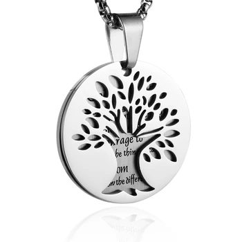 HZMAN Two Piece Serenity Prayer Stainless Steel Pendant Necklace with Tree of Life Cut Out (Round) 
HZMAN Two Piece Serenity Prayer Stainless Steel Pendant Necklace with Tree of Life Cut Out (Round)