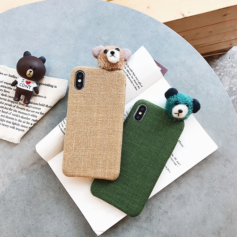Hemp cloth Korean style Cute bear Phone case For iPhone X XS XR XSMax case For iPhone 6 6P 7 8P Case light yellow and greeen
Hemp cloth Korean style Cute bear Phone case For iPhone X XS XR XSMax case For iPhone 6 6P 7 8P Case light yellow and greeen