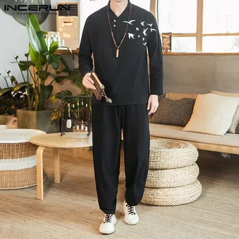 INCERUN Chinese Style Cotton Sets Mens Embroidery Solid Suits Long Sleeve Buttons Tops Elastic Pants Loose Suits Mens Cozy Sets
INCERUN Chinese Style Cotton Sets Mens Embroidery Solid Suits Long Sleeve Buttons Tops Elastic Pants Loose Suits Mens Cozy Sets