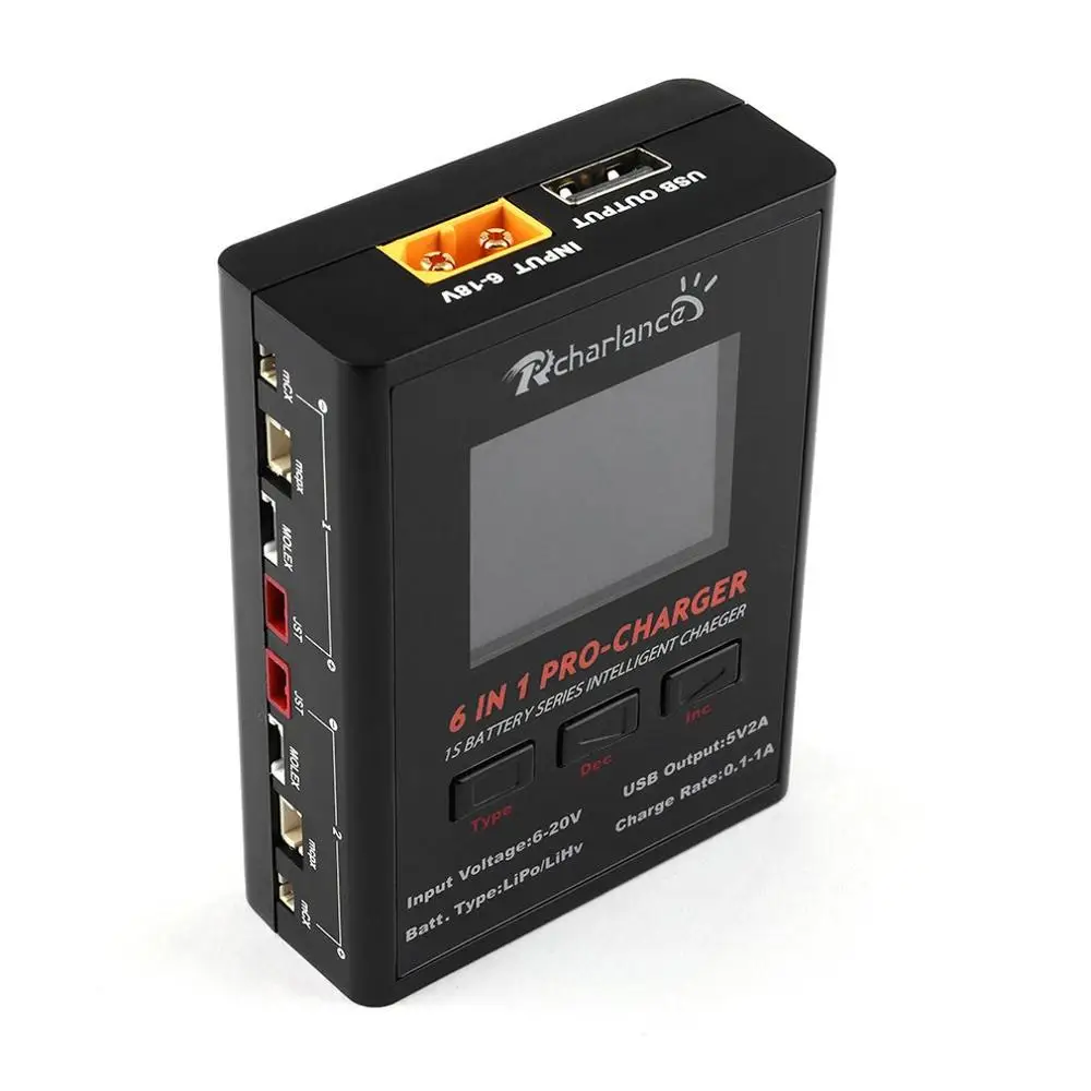 Multi-function 6-IN-1 Pro Charger Five-Channel with 1S Charger USB Charger Dual-purpose Chargers for RC Car Drone Boat
Multi-function 6-IN-1 Pro Charger Five-Channel with 1S Charger USB Charger Dual-purpose Chargers for RC Car Drone Boat