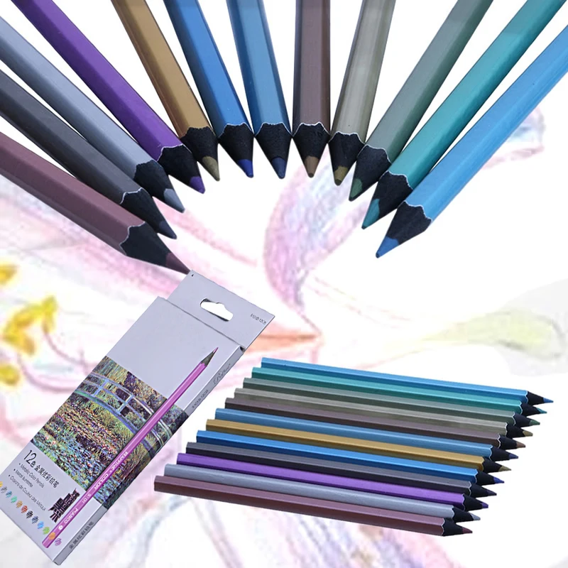 12 Metallic Colored Pencil Non-toxic For Drawing Sketching Set Stationery-PC Friend
12 Metallic Colored Pencil Non-toxic For Drawing Sketching Set Stationery-PC Friend