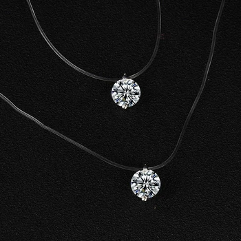 Nylon Transparent Choker With Sparking Zircon Diamond 925 Sterling Silver Fishing Line Collar Necklace For Women Jewelry
Nylon Transparent Choker With Sparking Zircon Diamond 925 Sterling Silver Fishing Line Collar Necklace For Women Jewelry