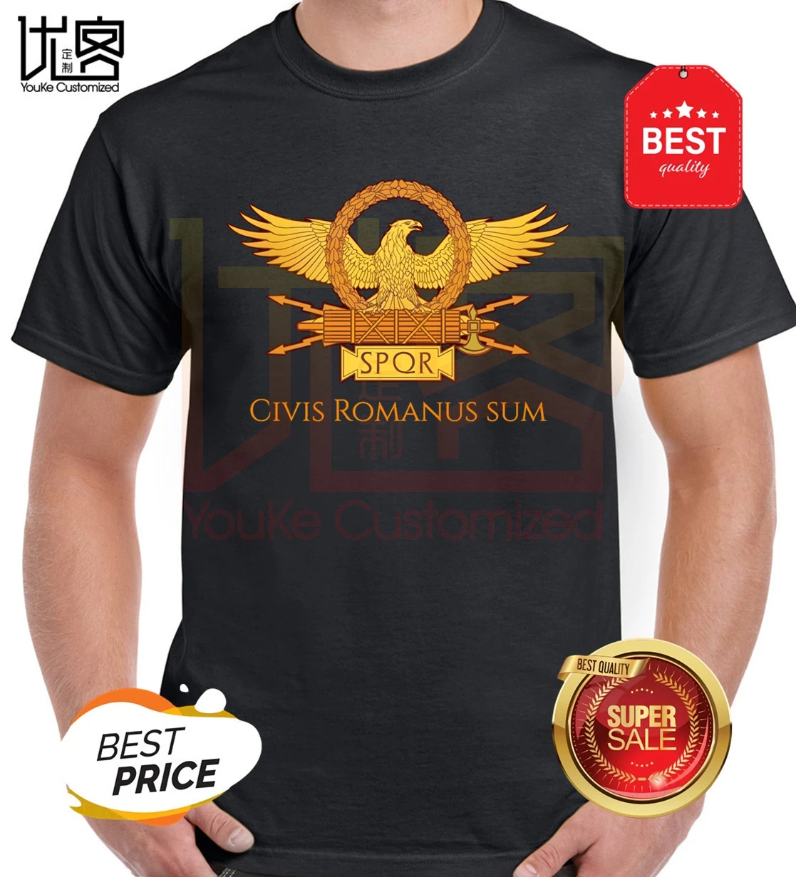 Фото Civis Romanum Sum T-Shirt SPQR Roman Gladiator Imperial Golden Eagle 2020 Summer T Shirt | Мужская одежда