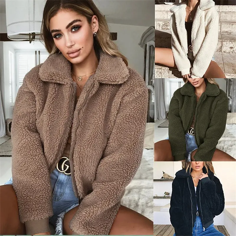 Women Coat Fleece Jacket Autumn Winter Solid Soft Zipper Concise Casual Outwear Lapels Short Jacket Female Long Sleeve Cardigan
Women Coat Fleece Jacket Autumn Winter Solid Soft Zipper Concise Casual Outwear Lapels Short Jacket Female Long Sleeve Cardigan