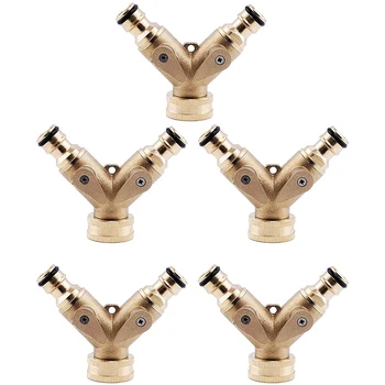 Garden Hose Splitter, Heavy Duty Brass Hose Shut-Off Coupling Valve, 2-Way Splitter Adapter Valves (5 Pcs)
Garden Hose Splitter, Heavy Duty Brass Hose Shut-Off Coupling Valve, 2-Way Splitter Adapter Valves (5 Pcs)